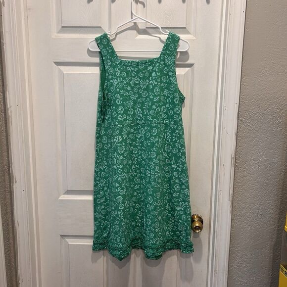 Fresh Produce Sleeveless Dress Womens Medium Green Floral Cotton Made in USA - Picture 5 of 7